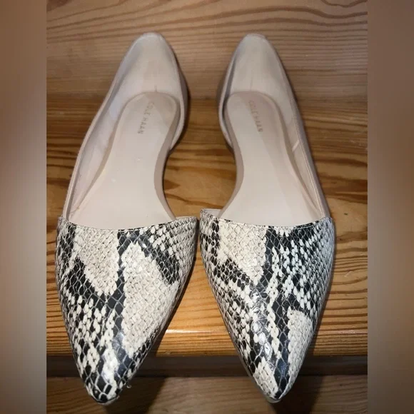 Cole Haan Women's Snakeskin Pattern Flats - Black and Cream - Picture 1 of 4